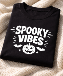 Funny Halloween t-shirt with the slogan Spooky Vibes