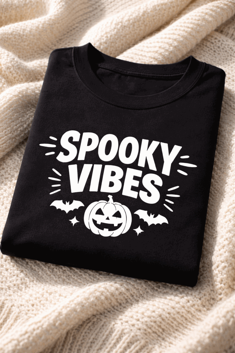 Funny Halloween t-shirt with the slogan Spooky Vibes