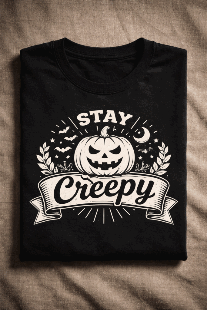 Funny Halloween t-shirt with the slogan Stay Creepy