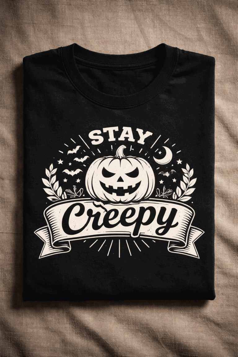 Funny Halloween t-shirt with the slogan Stay Creepy
