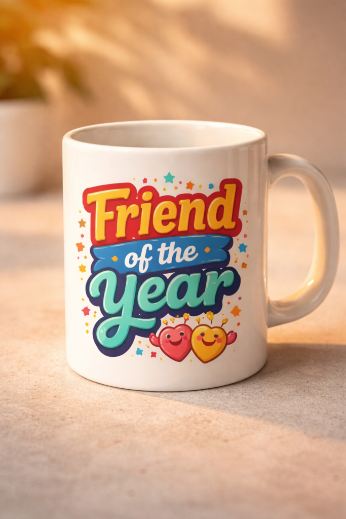 Funny mug with the slogan Friend of the Year