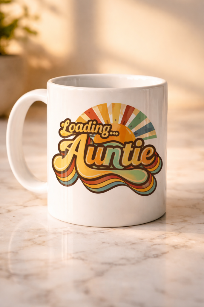 Funny mug with the slogan Loading... Auntie