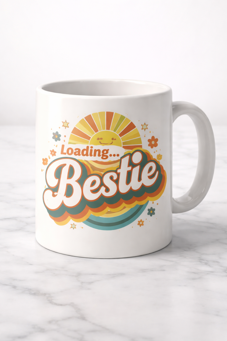 Funny mug with the slogan Loading... Bestie