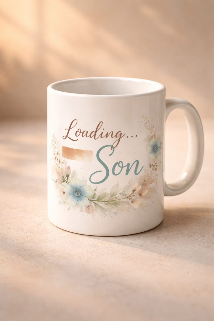 Funny mug with the slogan Loading... Son