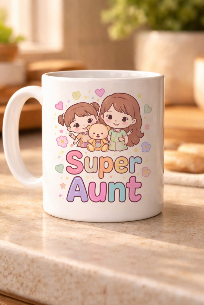 Funny mug with the slogan Super Aunt
