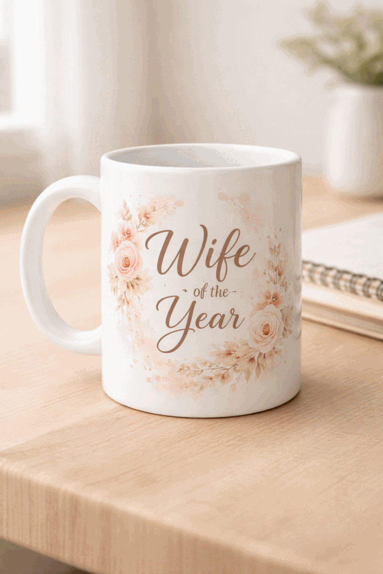 Funny mug with the slogan Wife of the Year