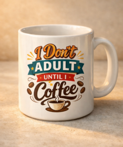 I Don't Adult Until I Coffee Funny Mug