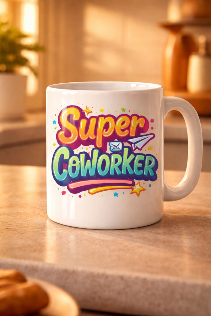 Mug for coworkers with the slogan Super Coworker