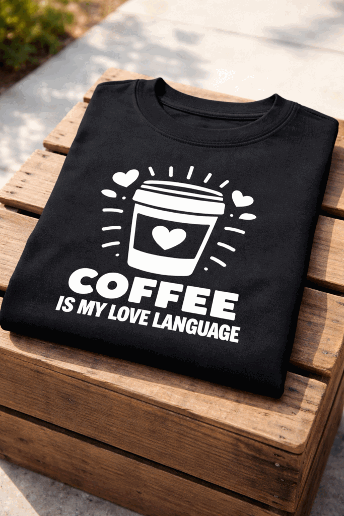 T-shirt for coffee lovers with the slogan Coffee Is My Love Language
