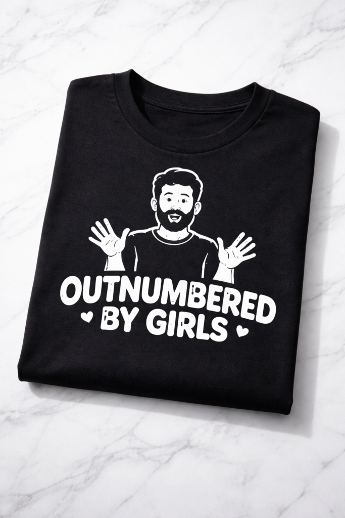 T-shirt for dads with the slogan Outnumbered By Girls