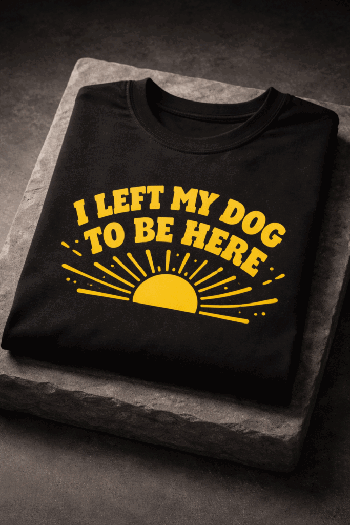 T-shirt for dog lovers with the slogan I Left My Dog To Be Here