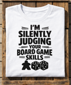 T-shirt for gamers with the slogan I'm Silently Judging Your Board Game Skills