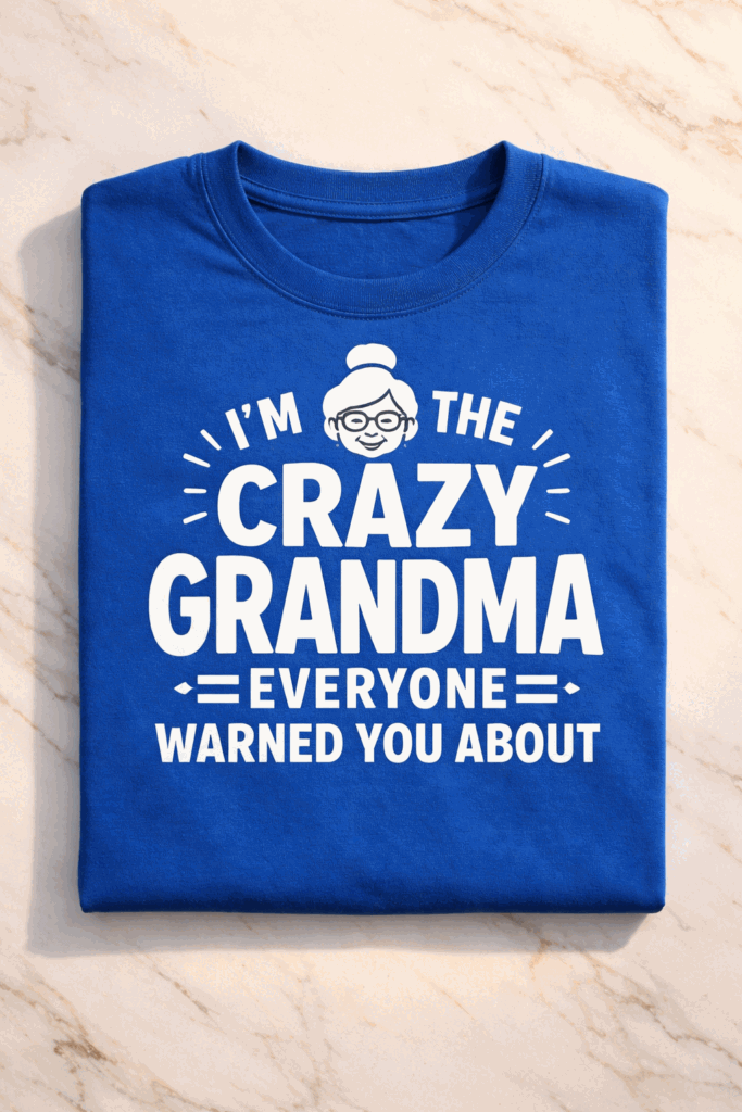 T-shirt for grandmas with the slogan I'm The Crazy Grandma Everyone Warned You About