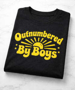 T-shirt for moms with the slogan Outnumbered By Boys