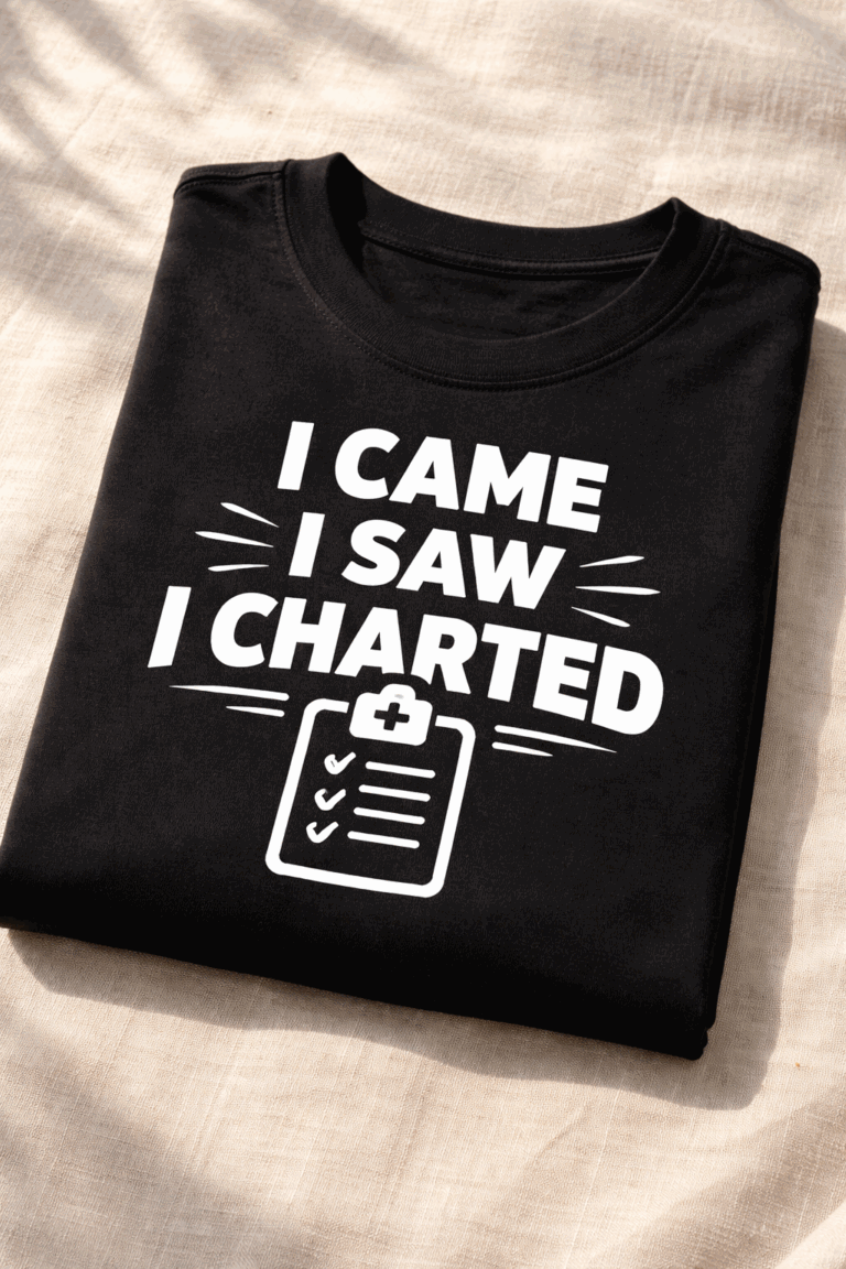T-shirt for nurses with the slogan I Came I Saw I Charted