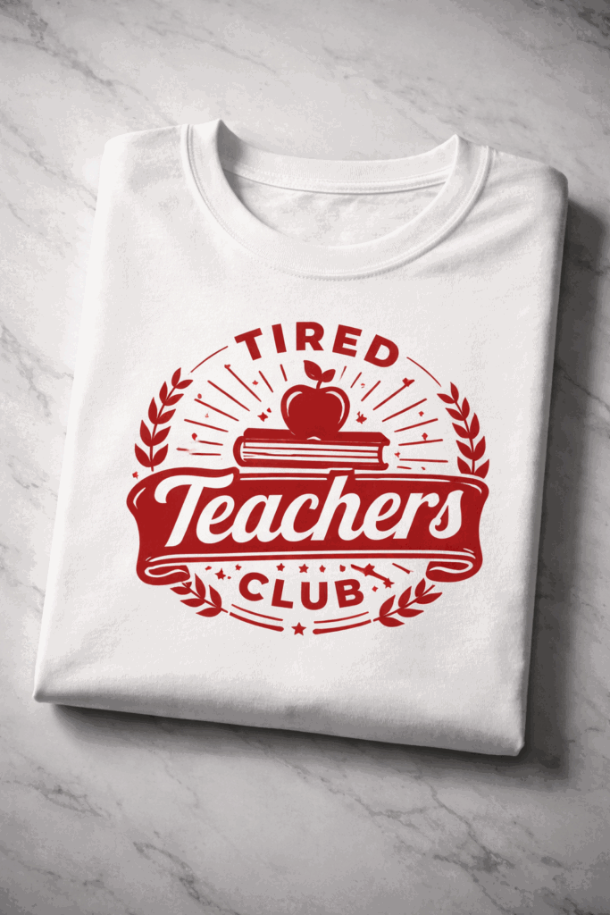 T-shirt for teachers with the slogan Tired Teachers Club