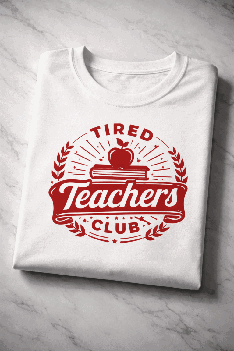 T-shirt for teachers with the slogan Tired Teachers Club