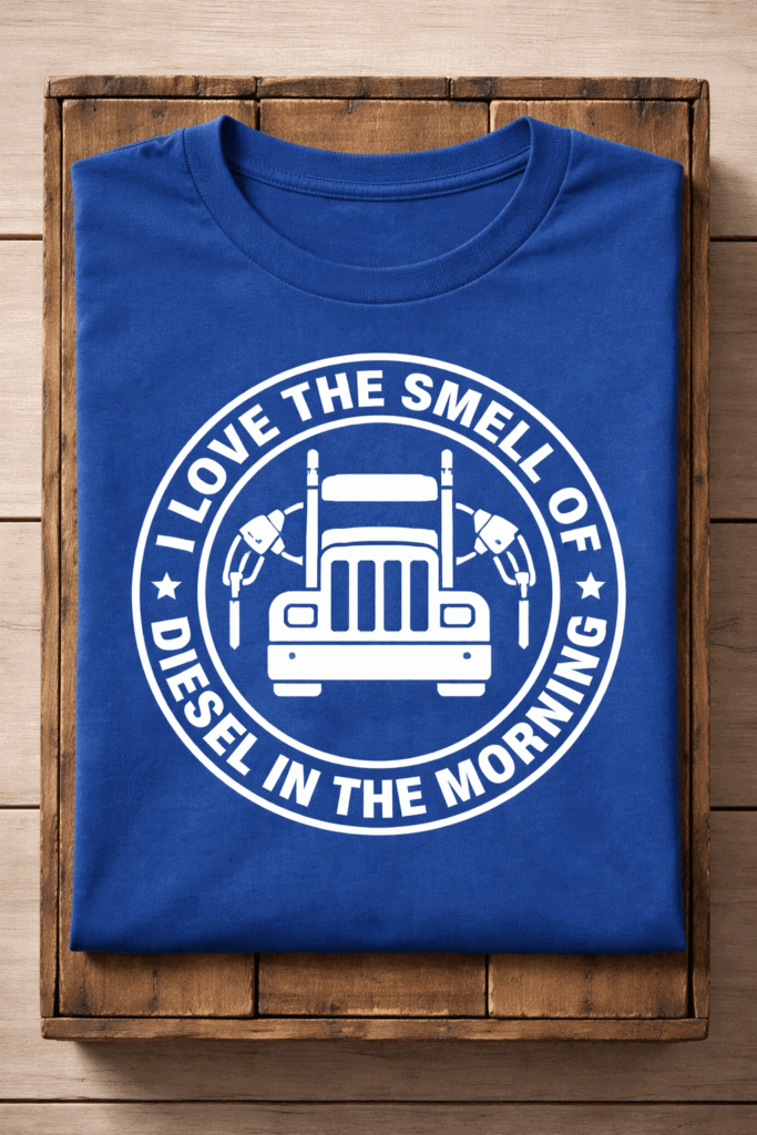 T-shirt for truckers with the slogan I Love The Smell Of Diesel In The Morning