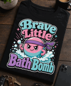 Funny Bath Bomb T-Shirt with Brave Little Bath Bomb slogan