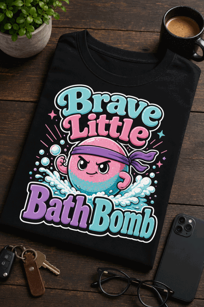 Funny Bath Bomb T-Shirt with Brave Little Bath Bomb slogan